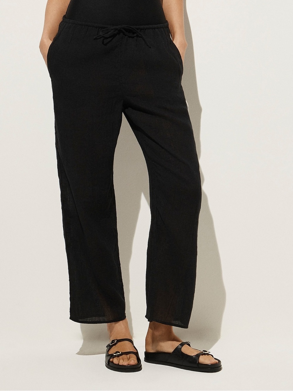 J. Crew Beach pant in Hampton linen-blend Black Size Medium NWT - Picture 2 of 9